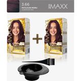 Maxx Deluxe 2'Li Paket Golden Beauty Set Saç Boyası 3.66 Patlıcan Moru, Boya Tası Ve Fırça Hediye!