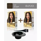 MAXX DELUXE 2'li Paket Golden Beauty Set Saç Boyası 5.0 Açık Kahve, Boya Tası ve Fırça Hediye!