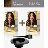 Maxx Deluxe 2'Li Paket Golden Beauty Set Saç Boyası 6.7 Çikolata Kahve, Boya Tası Ve Fırça Hediye!