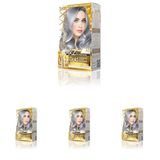 MAXX DELUXE Gold serisi 24K Altın Parçacıklı Serum ile 1 Kutu 2 x 50 ml ve Geliştiriciler Saç Boyası (FÜME GRİ 0.01) (4 paketi)
