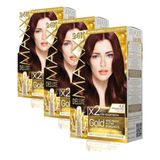 MAXX DELUXE Gold serisi 24K Altın Parçacıklı Serum ile 1 Kutu 2 x 50 ml ve Geliştiriciler Saç Boyası (KESTSANE KIZILI 4.6) (3 paketi)
