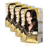 MAXX DELUXE Gold serisi 24K Altın Parçacıklı Serum ile 1 Kutu 2 x 50 ml ve Geliştiriciler Saç Boyası (KOYU KAHVE 3.0) (4 paketi)