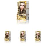 MAXX DELUXE Gold serisi 24K Altın Parçacıklı Serum ile 1 Kutu 2 x 50 ml ve Geliştiriciler Saç Boyası (KÜLLÜ AÇIK KUMRAL 8.1) (4 paketi)