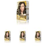 MAXX DELUXE Gold serisi 24K Altın Parçacıklı Serum ile 1 Kutu 2 x 50 ml ve Geliştiriciler Saç Boyası (KÜLLÜ KUMRAL 7.1) (4 paketi)