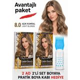 Maxx Deluxe Golden Beauty Set Saç Boyası 8.0 Açık Kumral 2 Adet