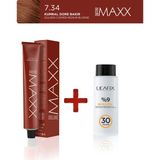Maxx Deluxe Tüp Boya 100 ml - 30 V Oksidan 60 ml - 7.34 Kumral Dore Bakır