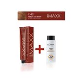 MAXX DELUXE Tüp Saç Boyası 60 ml 30V Oksidan 7.43 Yoğun Açık Bakır