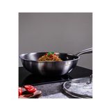 Maxx Doria Steel Fusion 28 Cm İndüksiyon Tabanlı Paslanmaz Çelik Cam Kapaklı Wok Tava