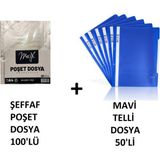 Maxx Telli Dosya Mavi 50'li +Şeffaf Poşet Dosya 100'LÜ