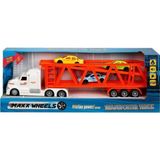 Maxx Wheels 23198 1:50 Sesli ve Işıklı Taşıyıcı Beyaz Tır Kırmızı Römork