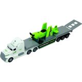 Maxx Wheels 23198 1:50 Sesli ve Işıklı Taşıyıcı Beyaz Tır Yeşil Uçak