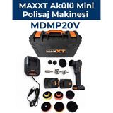 Maxxt Akülü Mini Polisaj Makinesi 25/75 mm Rotary Dual Action 20V (MDMP20V) – 8 Parça Polisaj Ped Setli