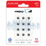 MaxyCell 12 Adet AG7 LR927 Alkalin Düğme Pil 1,5V; Saatler, Oyuncaklar, Araç Kumandaları, Hesap Makineleri, İşitme Cihazları ve Elektronik Cihazlar için Yüksek Kapasiteli, Uzun Ömürlü