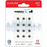 MaxyCell 12 Adet AG7 LR927 Alkalin Düğme Pil 1,5V; Saatler, Oyuncaklar, Araç Kumandaları, Hesap Makineleri, İşitme Cihazları ve Elektronik Cihazlar için Yüksek Kapasiteli, Uzun Ömürlü