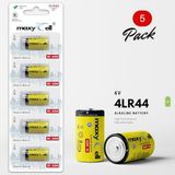 MaxyCell 5 Adet 4LR44 6V Alkalin Pil - Köpek Tasmaları, Kameralar, Uzaktan Kumandalar, Glukometreler, Sızdırmaz Tasarım için Yüksek Kapasiteli Uzun Ömürlü Güvenilir