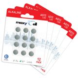 MaxyCell AG13 LR44 Alkalin Düğme Pil 1.5V Saatler, İşitme Cihazları, Hesap Makineleri, LED Işıklar için Uzun Ömürlü Güvenilir Güç, Sızdırmaz Tasarım, Uzun Ömür CR44 SR44 303 357 675 (5'li Paket)