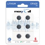 MaxyCell CR1620 Lityum Para Hücresi Pil 3V Yüksek Kapasiteli Uzun Ömürlü Güvenilir Güç Saatler, Anahtarlıklar, Oyuncaklar, Hesap Makineleri, Tıbbi Cihazlar, Termometreler, Sızdırmaz DL1620 ECR1620 (6