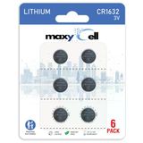 MaxyCell CR1632 Lityum Madeni Para Hücresi Pil 3V Saatler, Anahtarlıklar, Oyuncaklar, Hesap Makineleri, Tıbbi Cihazlar, Termometreler, Sızdırmaz DL1632 ECR1632 (6'lı Paket) için Yüksek Kapasiteli Uzun