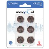 MaxyCell CR2032 3V Lityum Düğme Pil - Saatler, Araç Anahtarlıkları, Fitness Takip Cihazları ve Uzaktan Kumandalar için Uzun Ömürlü ve Güvenilir Güç (AirTag ile Uyumlu) - Sızdırmaz Tasarım - 6'lı Paket