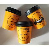 May Cup 7 Oz Karton Bardak 250 Adet Karışık Smile Desen + 250 Adet Bardak Kapağı