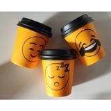 May Cup 7 Oz Karton Bardak 500 Adet Karışık Smile Desen + 500 Adet Bardak Kapağı