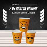 May Cup 7 Oz Karton Bardak 500 Adet Karışık Smile Desen May Cup