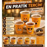 May Cup Karton Bardak 1000'li Karışık Smile Desen 7 Oz 180 ml Tek Kullanımlık Yerli Üretim