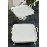 May Home 2'li Porselen Gümüş Sofra & Sunum & Ikramlık & Kahvaltı Seti - Şeffaf