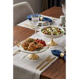 MAY HOME 2'Li Porselen Kand Ayaklı Kulplu Sofra Sunum Tepsi Tabak Seti & Meze Yemek Tatlı Salata Sunumluğu