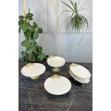 May Home 5 Parça Bron Porselen Sofra Sunum Seti & Yemek Tabağı Salata Kasesi Oval Meze Tabağı - Gold