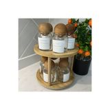 may home design 10'lu Bambu Standlı / Ahşap Top Kapaklı Cam Baharatlık Seti