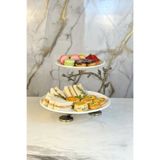 MAY HOME Eskitme 2 Katlı Sunumluk Porselen Tabak & Kurabiyelik Kek Pasta Sunumluğu