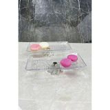 May Home Kand 2'li Metal Ayaklı Madlen Cam Sunum Tabağı & Ikramlık Tatlı Servis Tabağı - Gümüş