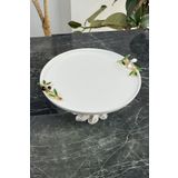 MAY HOME Kand Ayaklı Porselen Sunum Servis Tabağı Zeytin Serisi