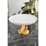 May Home Metal Ayaklı Porselen Sunumluk Tabak & Pasta Kek Yemek Sunumluğu - Gold