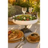 MAY HOME Porselen Antik Kulplu Ayaklı Sunum Kasesi & Salata Meze Sunumluğu