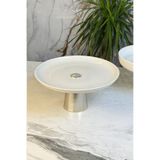 MAY HOME Porselen Gümüş Ayaklı Tabak & Kek Kurabiye Pasta Sunumluğu Servisliği 27 CM ( Yıkanabilir)