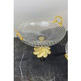 May Home Santa Gold Kand Ayaklı Kulplu Cam Kase & Salata Meyve Sunumluk Servislik
