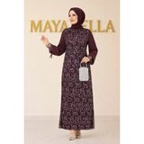 Maya Bella Şifon Pul Payetli Tesettür Abiye - Mürdüm - 52