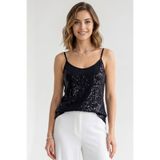Maya Butik Siyah İnce Askılı Siyah Payetli Bluz - 1190A