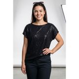 Maya Butik Siyah Sıfır Yaka Önü Payetli Abiye Bluz - 21971
