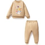 Maya & Luca Bej Alice Desenli Pamuklu Kız Bebek Eşofman Takımı - 2 Yaş