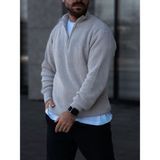 Maya Style Erkek Trıko Yarım Fermuarlı Kazak - 2XL - Taş