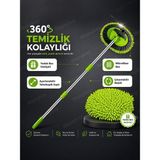 MAYAGLORY Araç Yıkama Fırçası Mikrofiber Bezli Oto Yıkama Fırça Uzayabilen Saplı Çok Fonksiyonlu Oto Detay Fırça Mop Yedek Bezli - Oto Mop - Karışık Çok Renkli