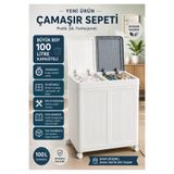 Mayaglory Büyük Boy 100 Lt. Tekerlekli Çamaşır Sepeti İki Bölmeli Katlanabilir Kirli Çamaşır Sepeti Çamaşır Selesi Düzenleyici Oyuncak Düzenleyici