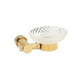 Mayaglory Elegance Serisi Gold Montajlı Katı Sabunluk, B Cam, 12x16x17cm, PVD Kaplama, Pirinç Malzeme