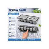 MAYAGLORY Kapaklı Plastik Buz Kalıbı Silikon Tabanlı 12LI Buzmatik Kolay Çıkarılır ve Doldurulabilir Sızdırmaz Saklama Kabı Buz Kovası Buzluk Dondurucu