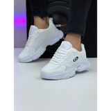 Mayback Erkek Beyaz Su Geçirmez Sneaker Spor Ayakkabı Konforlu Kalın Taban Suni Deri