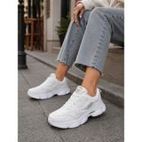 Mayback Kadın Yüksek Topuklu Bağcıklı Yazlık Sneakers Spor Ayakkabı - Beyaz
