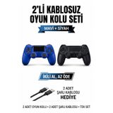 Maybax 2'li Kablosuz Oyun Kolu Seti Bluetooth Titreşimli Şarjlı PC Laptop Tablet Telefon Uyumlu Mavi ve Siyah